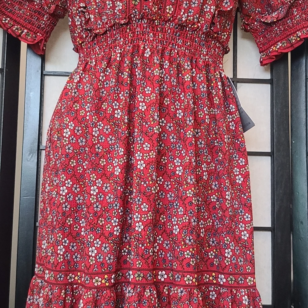 NWT Max Studio Red Ruffled Maxi Dress sz XS/S - Picture 6 of 11